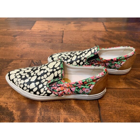 Coach C103 Multicolor Floral | Black & White Animal Print Slip On Flats, Size 8 - Picture 4 of 10